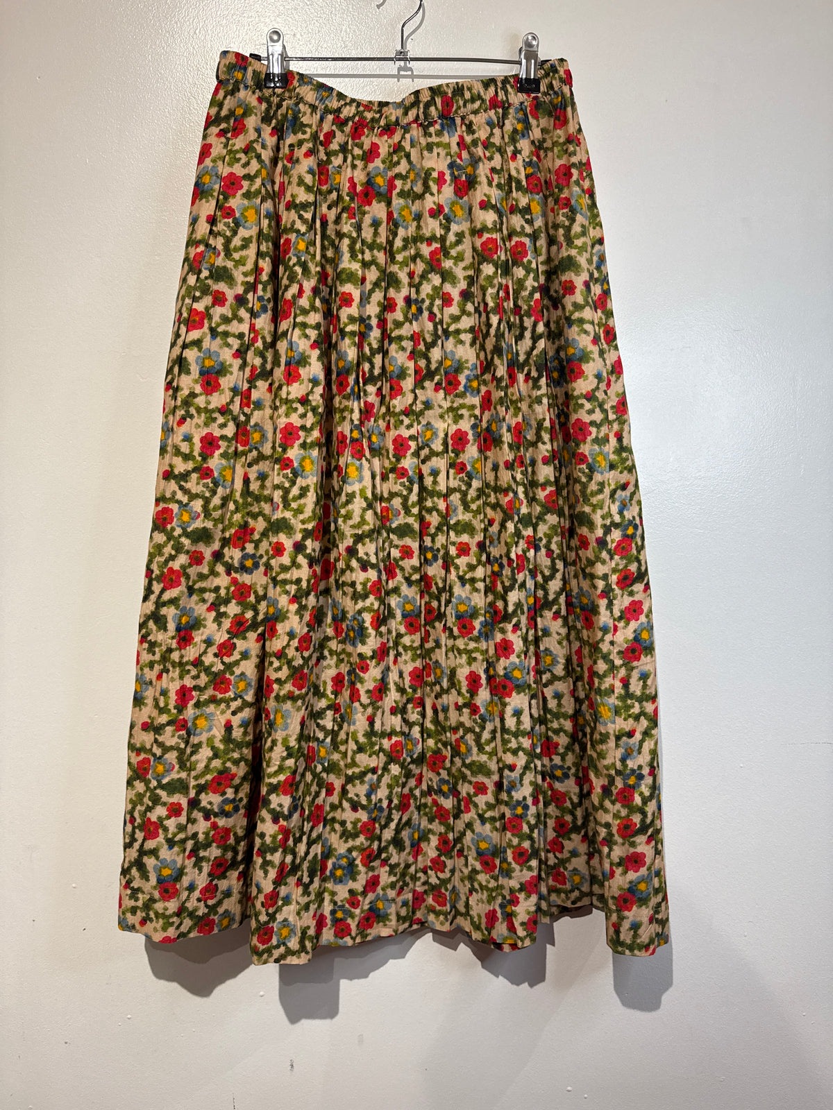 Flower midi cotton skirt