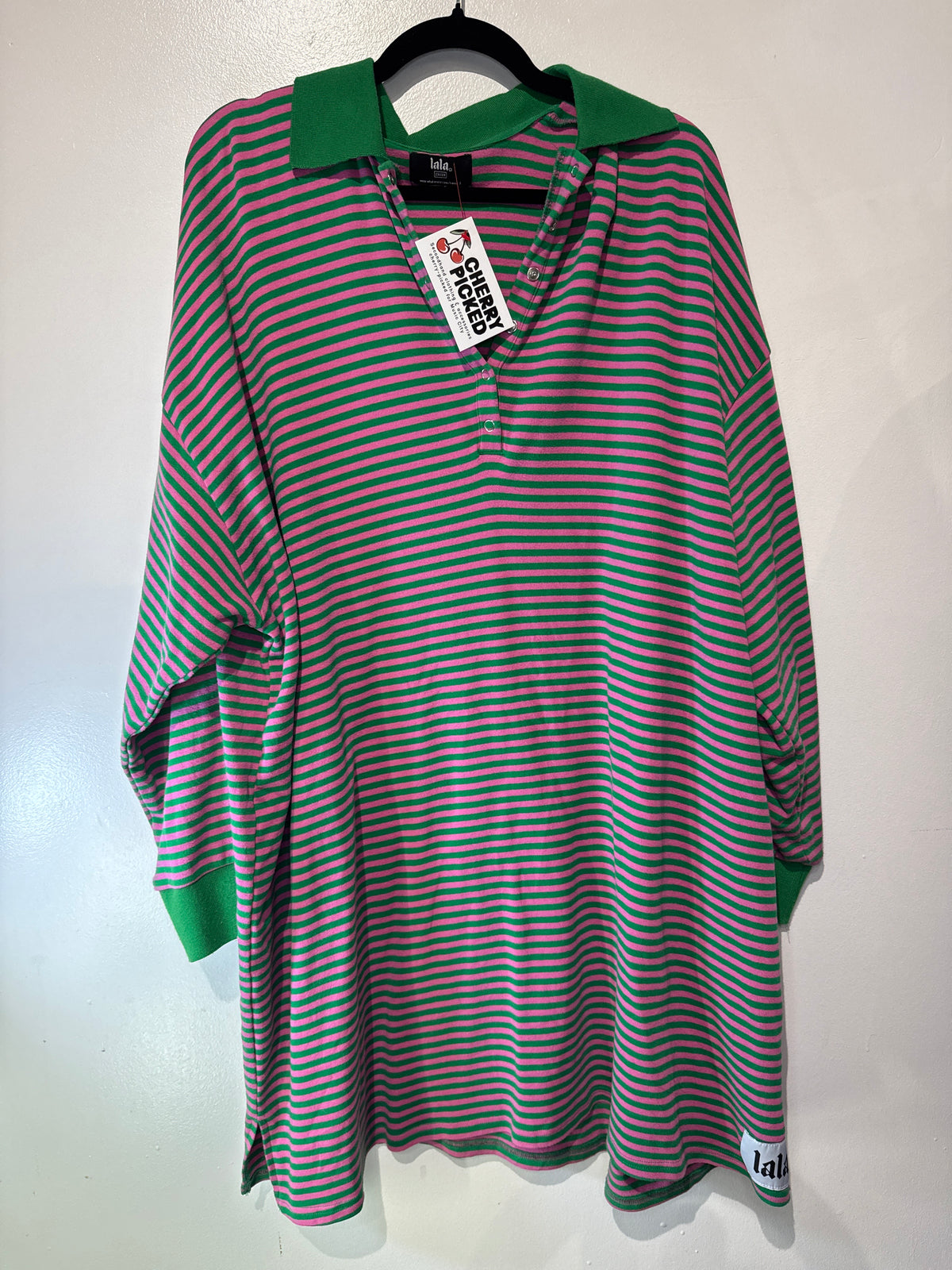 Striped collared shirt dress
