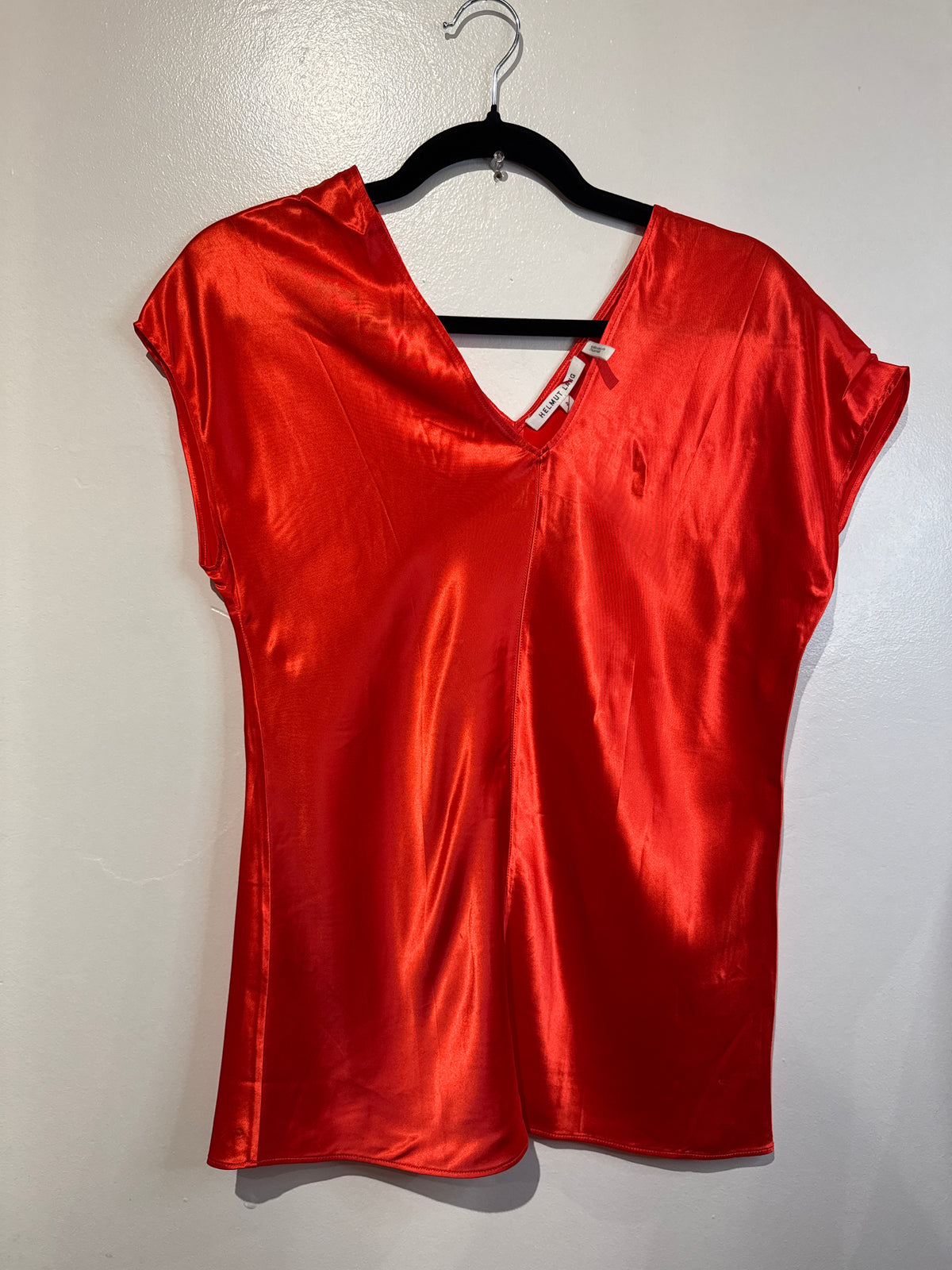 Satin red sleeveless top