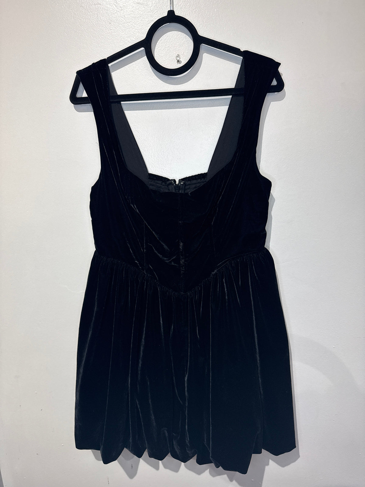 Black velvet drop waist dress
