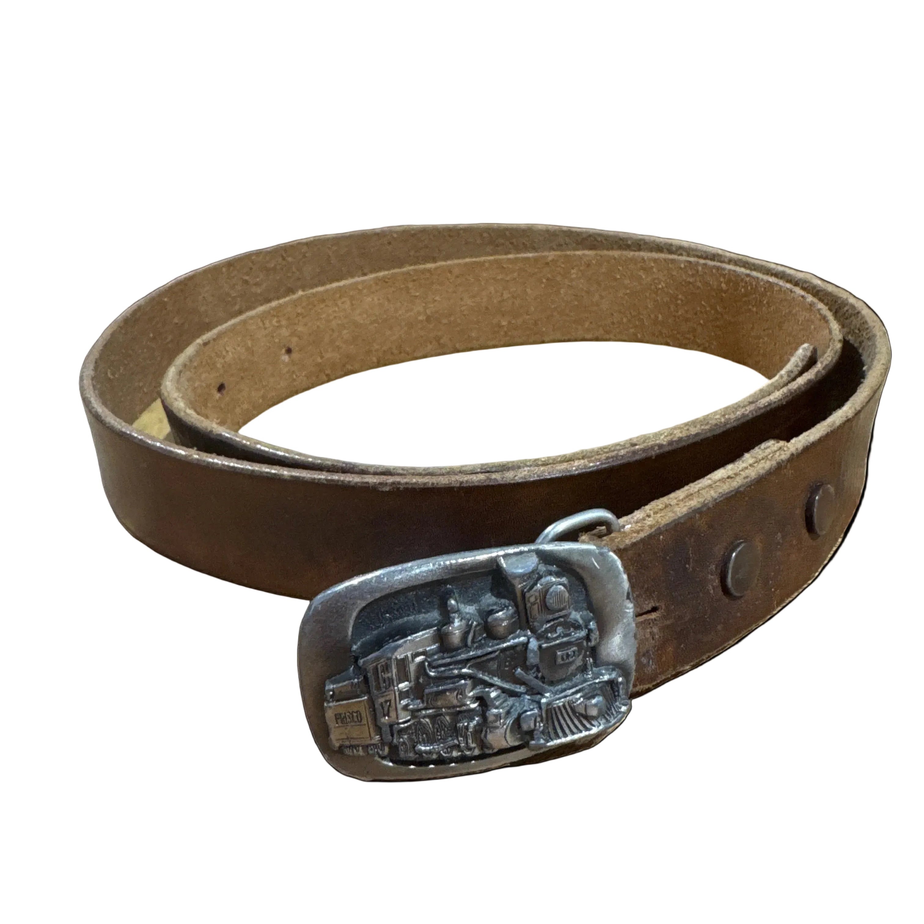 Leather train belt buckle