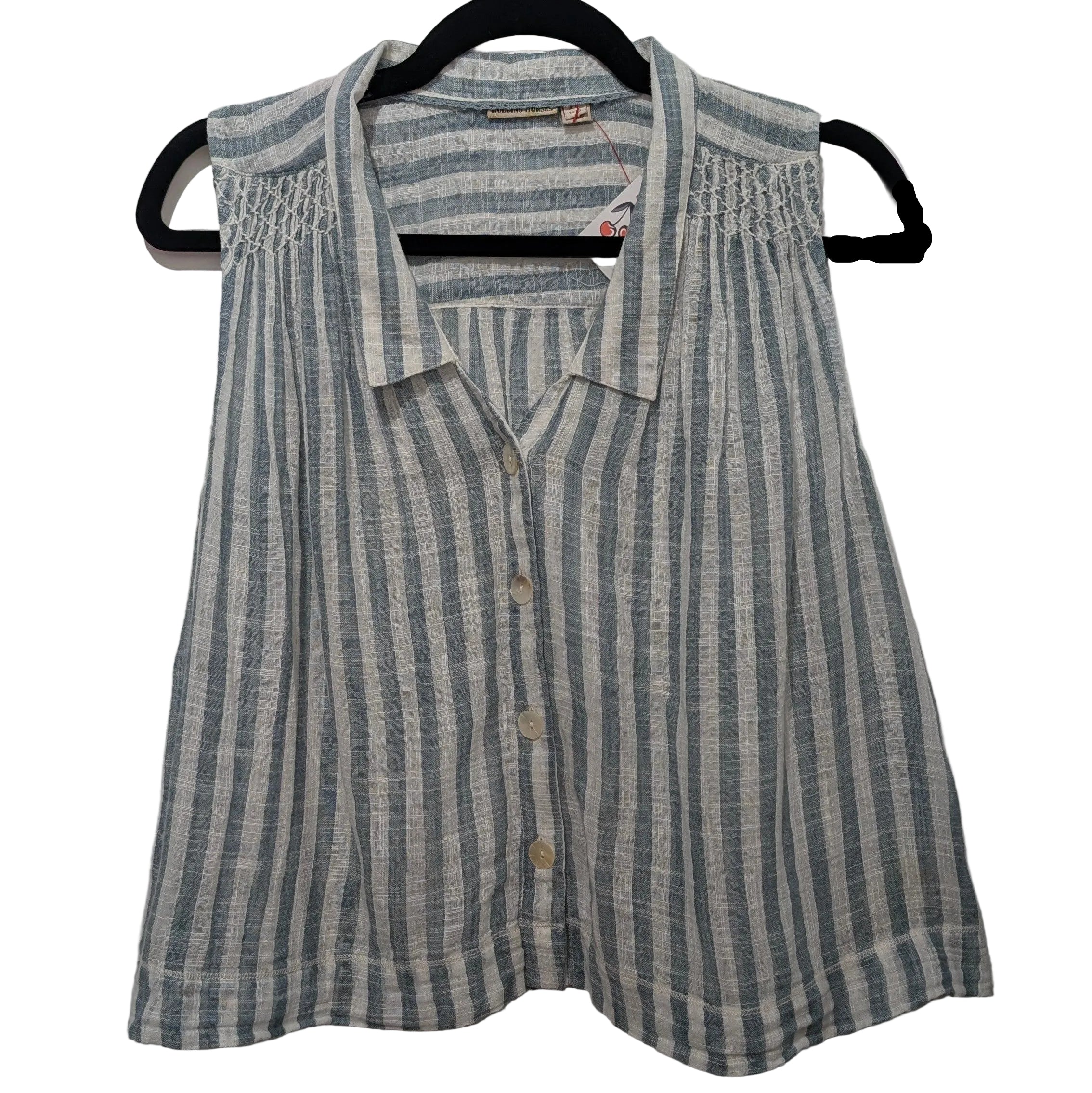 Holding Horses striped sleeveless cropped button-up