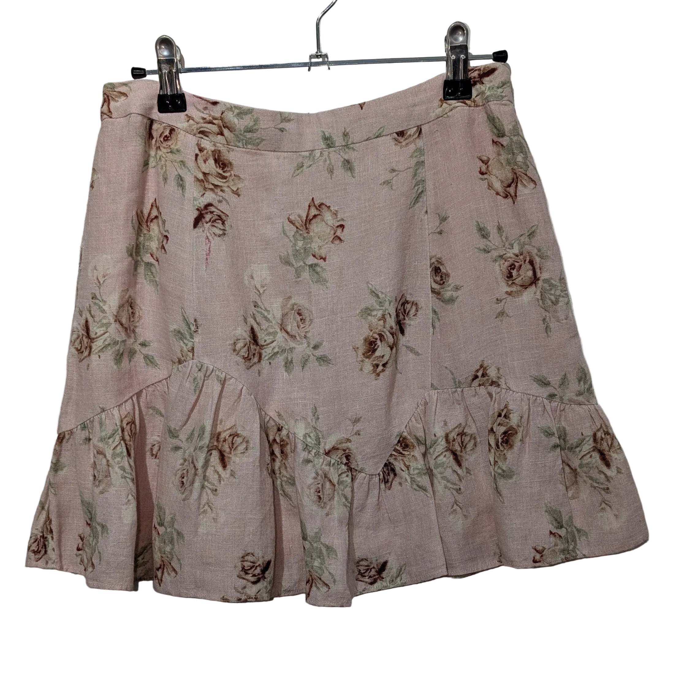 LoveShackFancy Pink Linen Mini Skirt