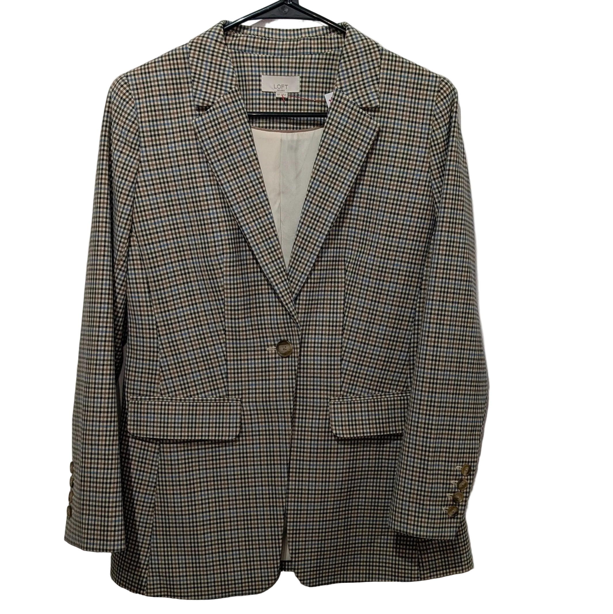 plaid neutral blazer Loft petites