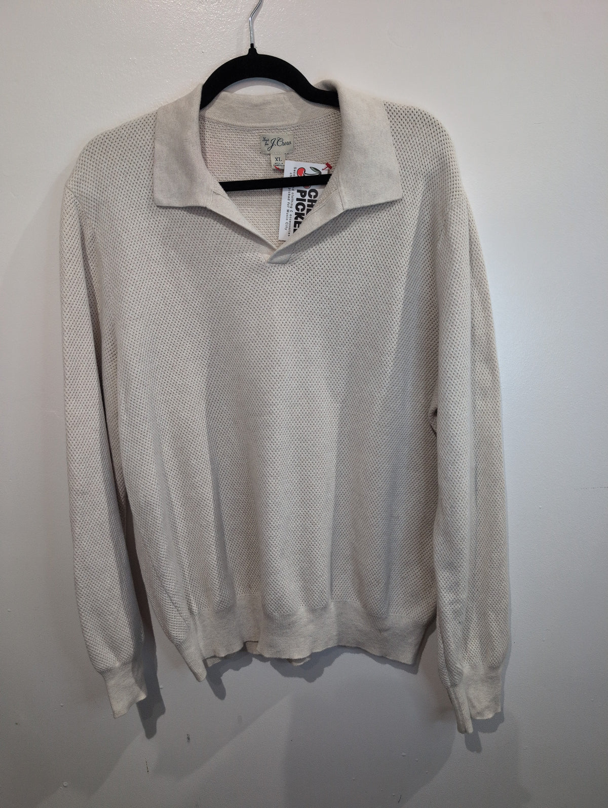 Waffle knit henley sweater