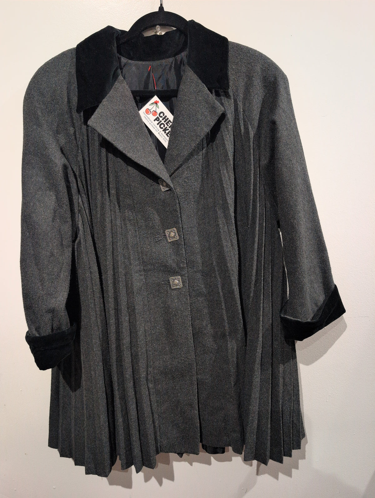 Vintage wool-blend pleated coat