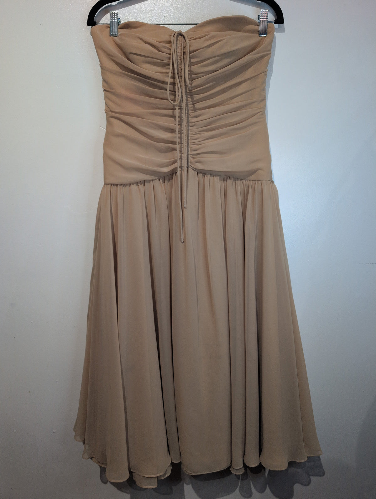 Silky strapless evening gown