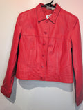 Red leather cropped jacket