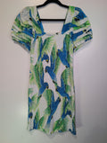 Smocked bird mini dress