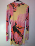 Floral l/s mesh mini dress