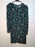Green floral l/s mini dress