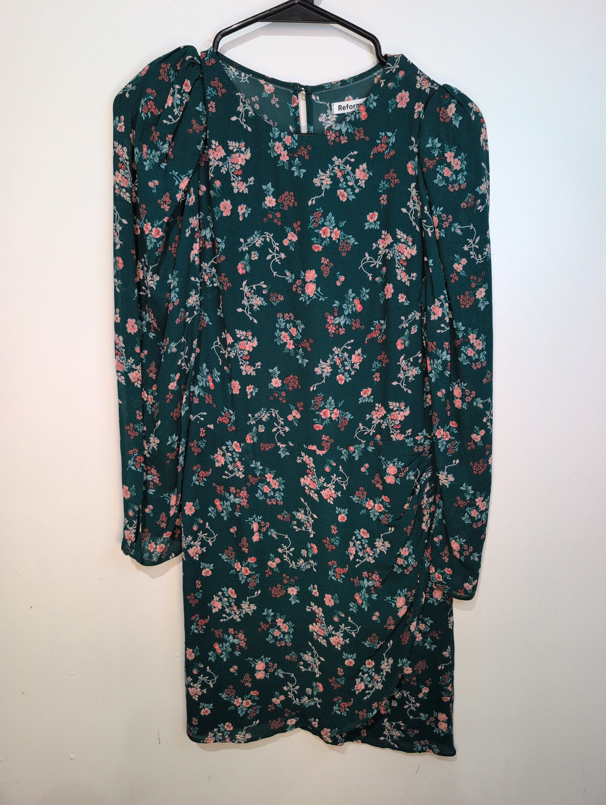 Green floral l/s mini dress