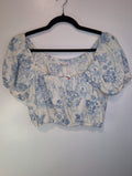 Blue floral cropped top