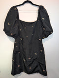 Embroidered draped mini dress NWT