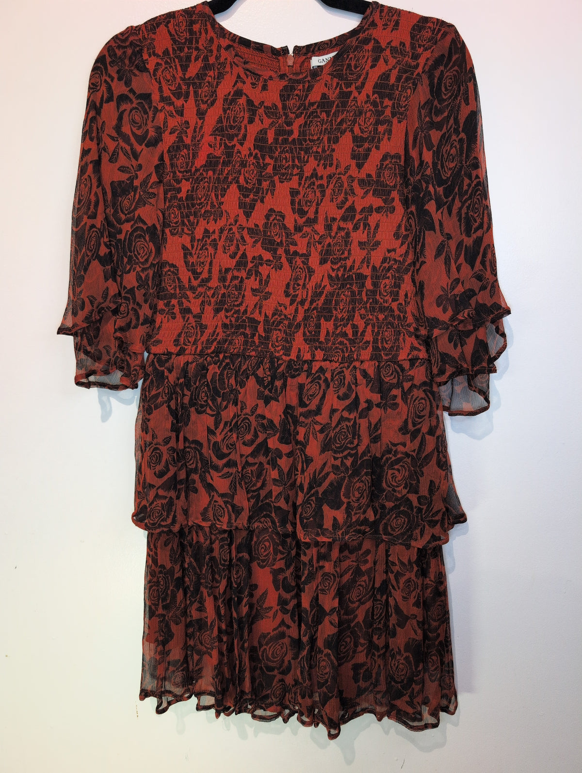 Rose flowy smocked dress