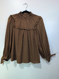 Brown ruffle blouse