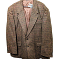 brown, plaid 100% wool blazer