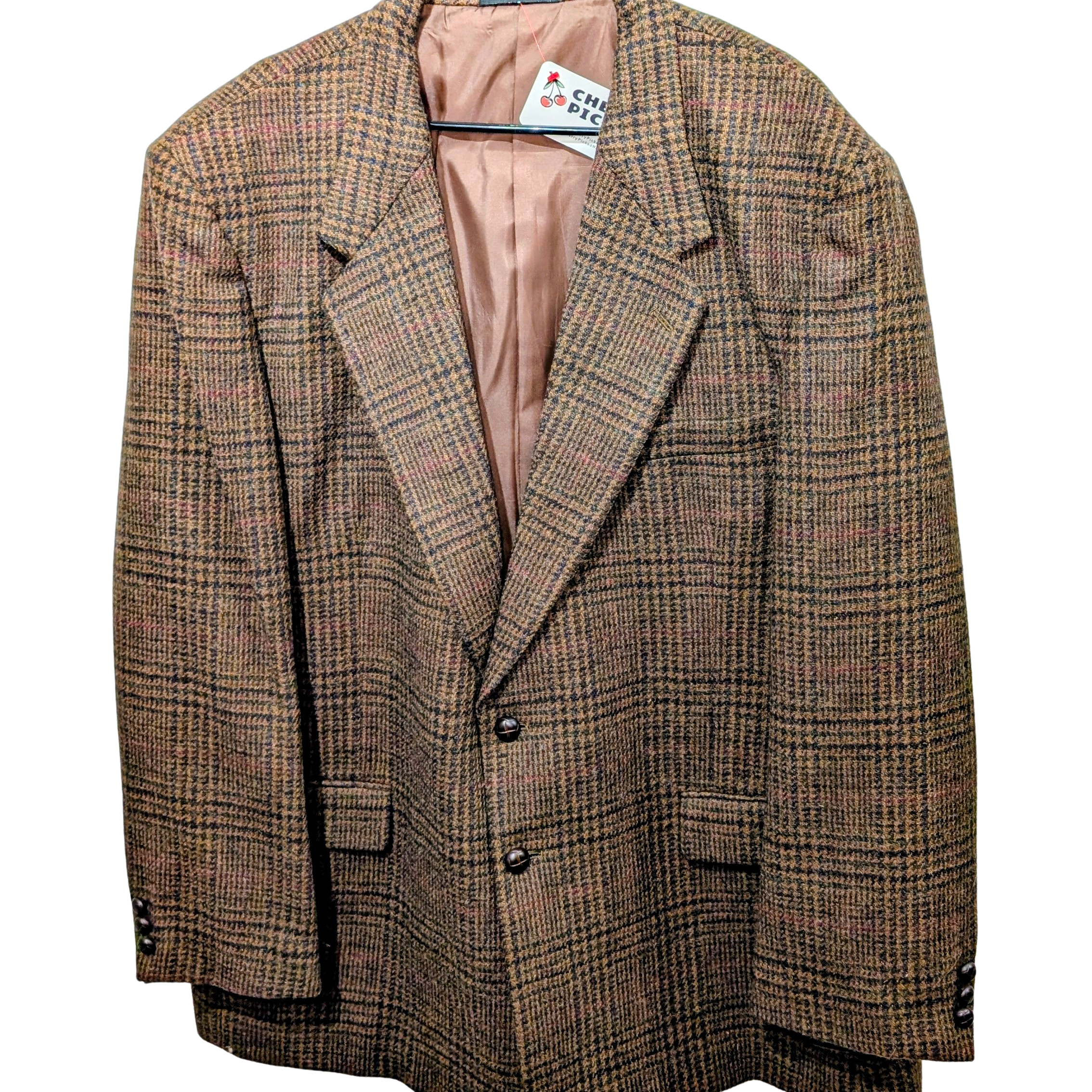 brown, plaid 100% wool blazer