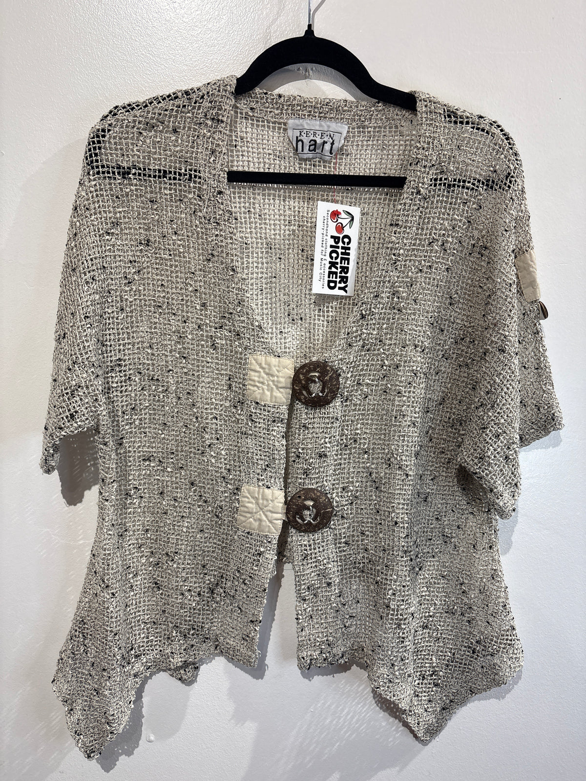 Vintage large button s/s knit top