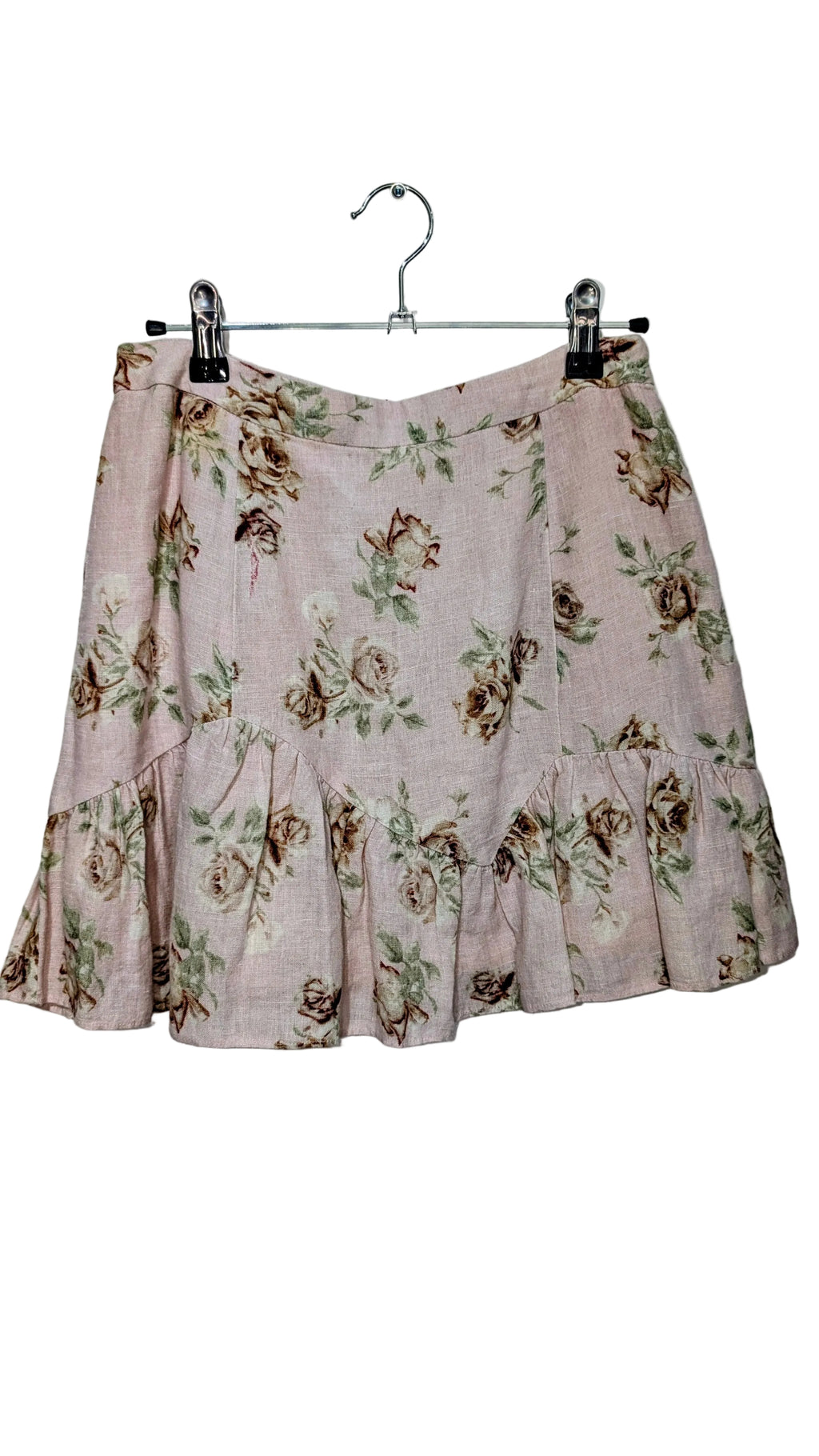 LoveShackFancy Pink Linen Mini Skirt