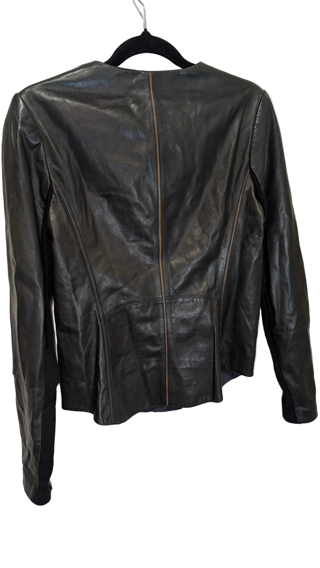 Black & navy leather jacket