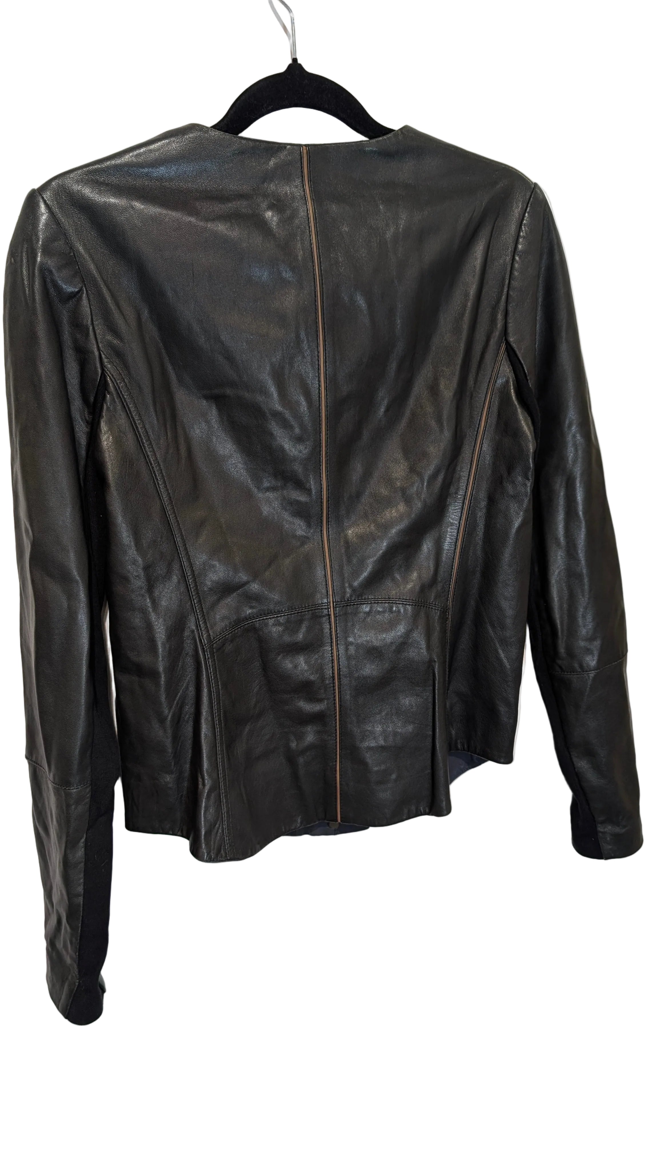 Black & navy leather jacket