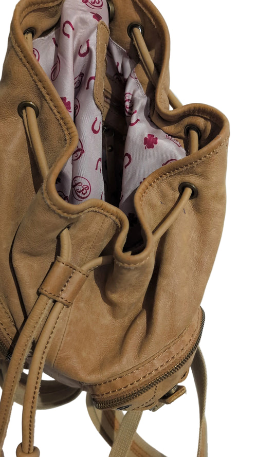 Brown leather backpack