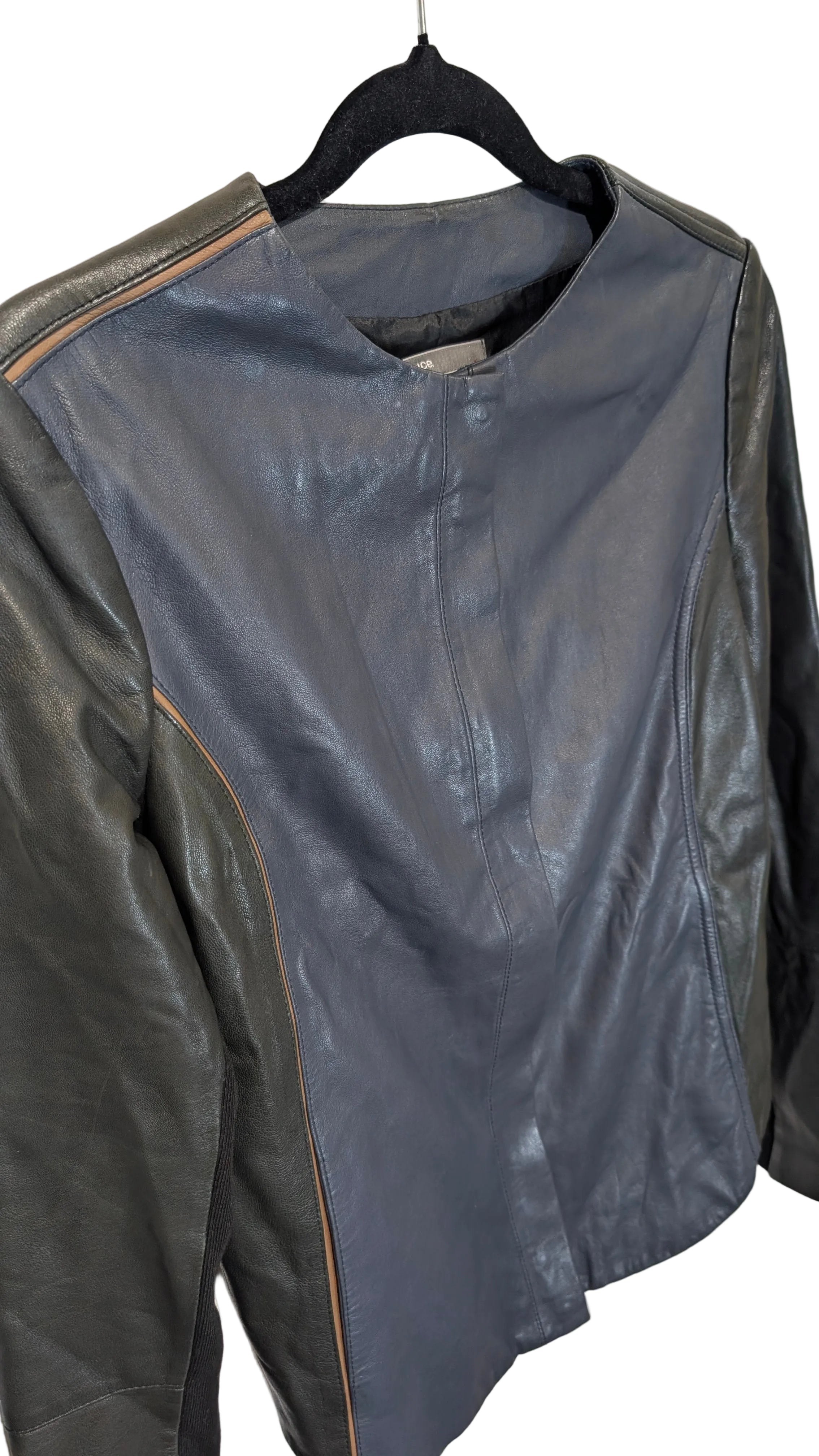 Black & navy leather jacket