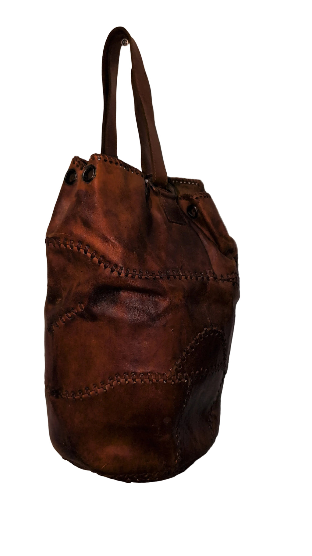 Brown patchwork leather backpack