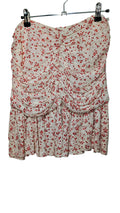 Ganni white & red floral ruched skirt