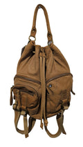 Brown leather backpack