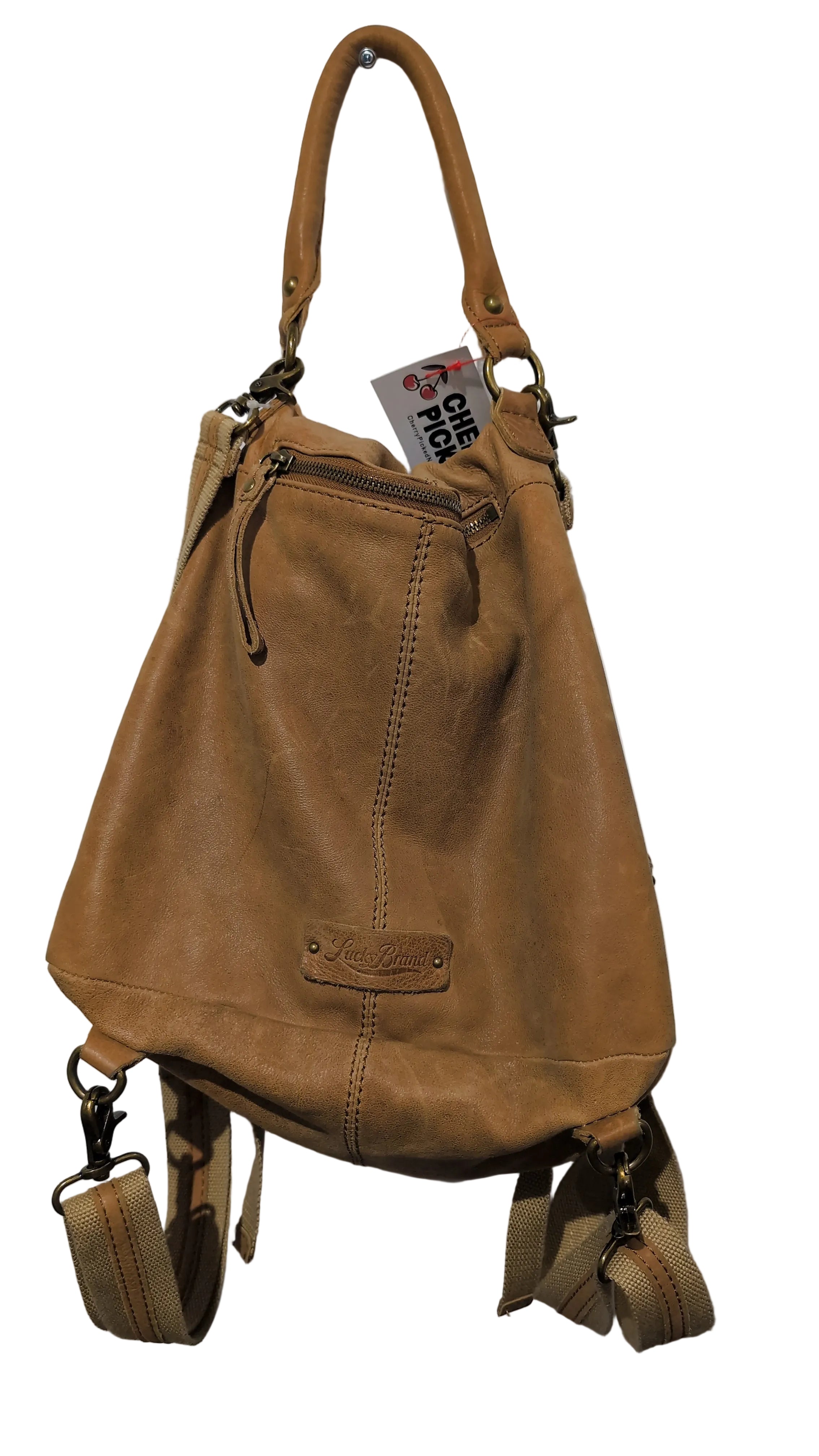 Brown leather backpack