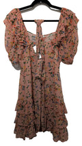 Pink floral chiffon mini dress