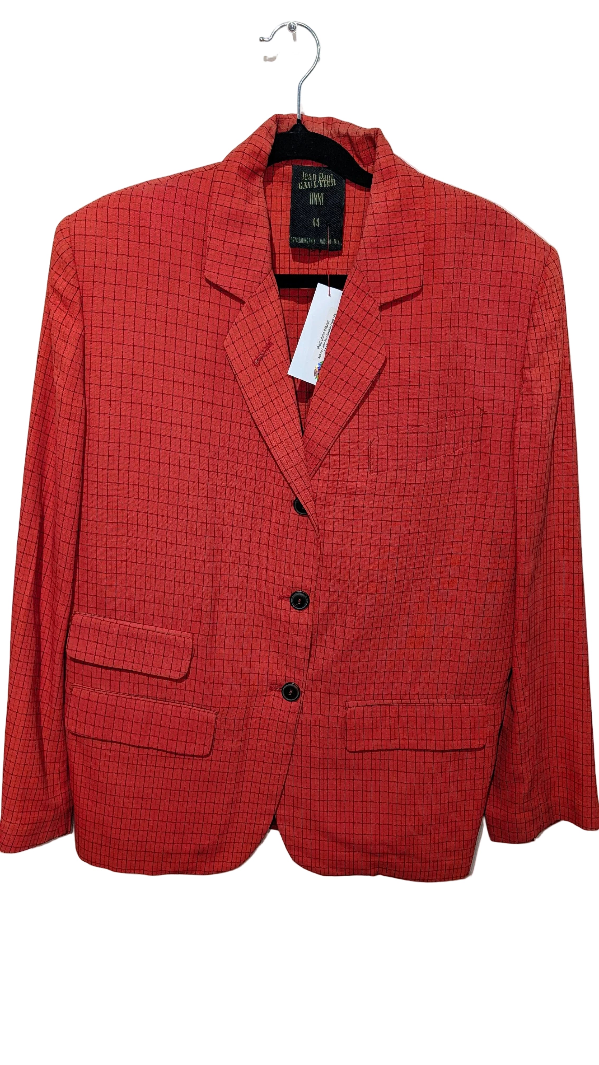 Red plaid blazer -Jean Paul Gaultier
