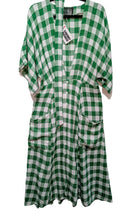 Green and white linen dress