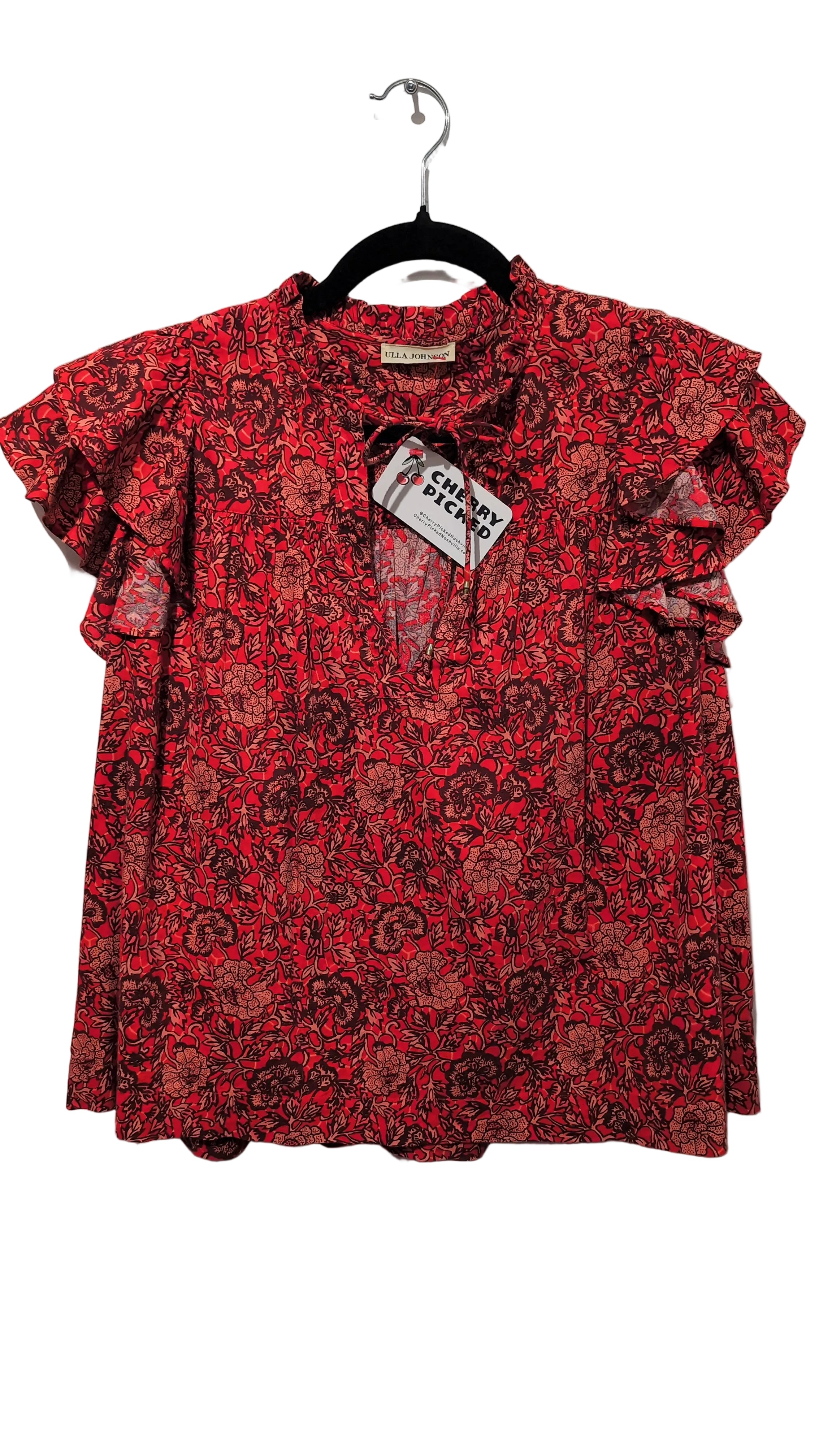 Ulla Johnson red s/s floral top