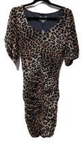 ruched leopard dress