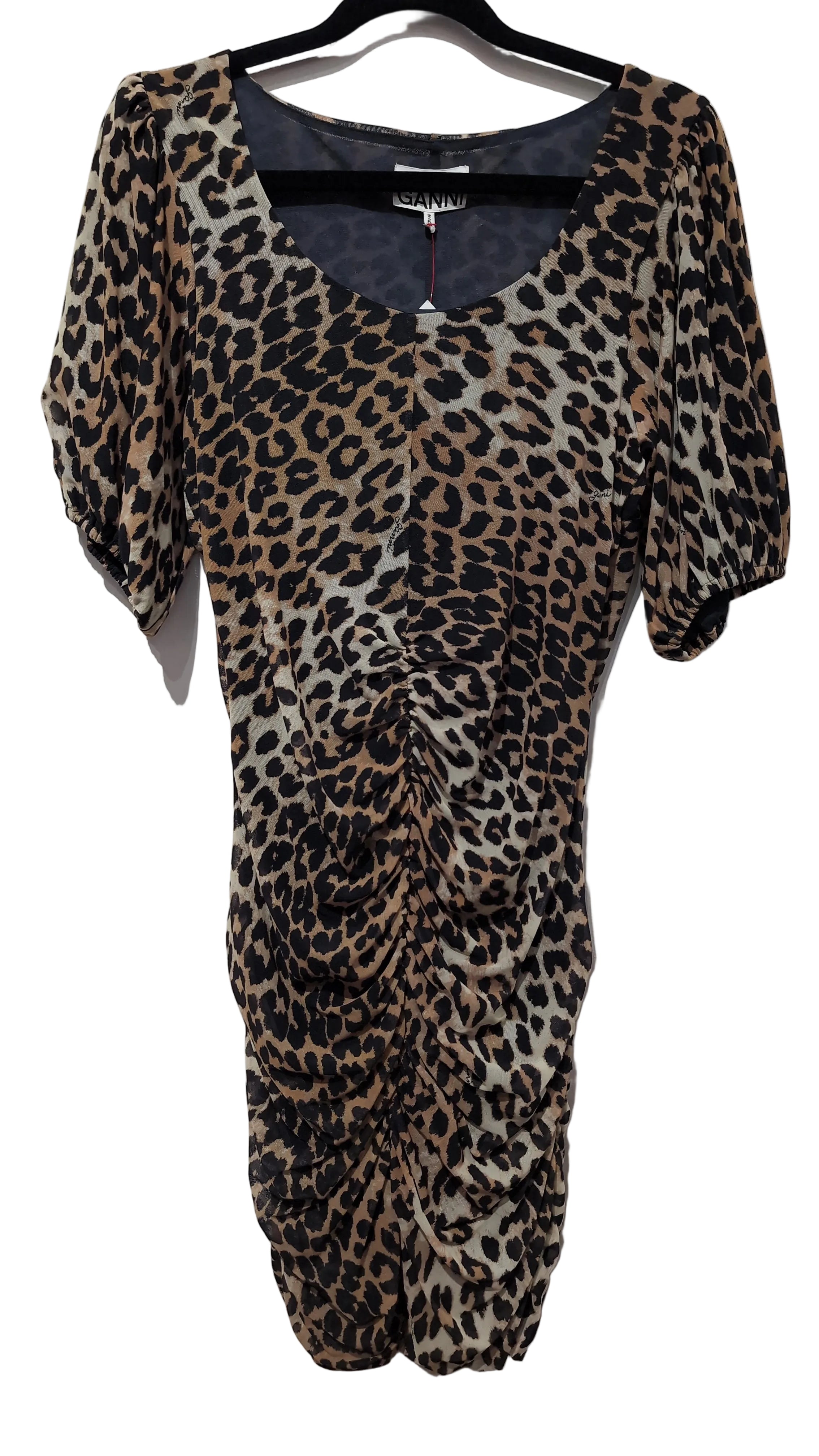 ruched leopard dress