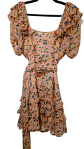 Pink floral chiffon mini dress